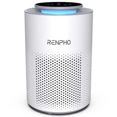RENPHO Home Air Purifier for Allergy and Asthma up to 360 Sq.ft, HEPA Filter Air Purifier for Bedroom with 7-color Night Light, Remove 99.95% Odors, Smoke, Dust, Pollen, White
