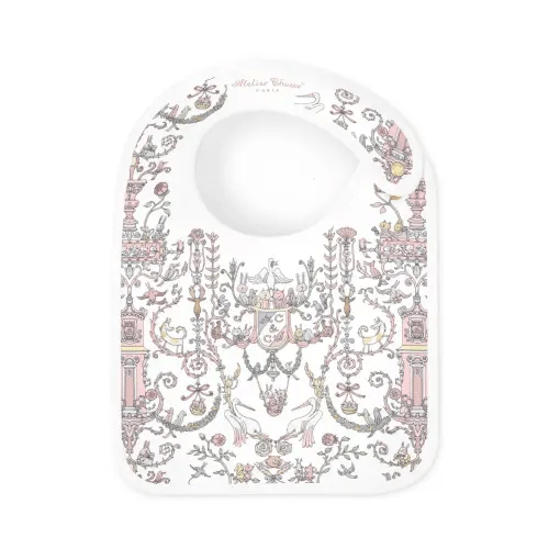 Satin Bib – Toile de Jouy Pink – Atelier Choux & Caitlin Wilson - Atelier Choux