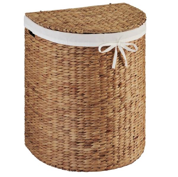 Best Choice Products - Half Moon Laundry Hamper w/ Lid, Half Round Laundry Basket, w/ Removable Liner & Handles - Chestnut
