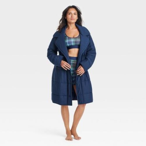 Women's Short Quilted Robe - Auden™ Navy Blue Xs/s