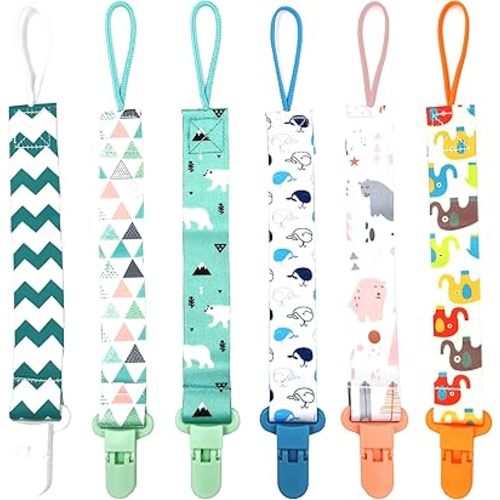 OnlyBP® Set 6 Baby Pacifier Holder Clip - Pacifier Clip for Boys and Girls Fits for Most Pacifiers - Protects Your Baby - Binkie Styles & Baby Teethers & Toys and Gift