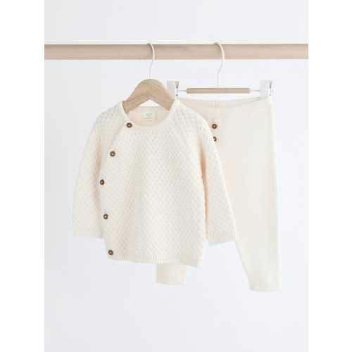 White Knitted Jumper And Trouser Baby Set (0mths-2yrs)
