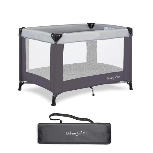 Dream On Me Nest Portable Playard in Grey with Carrybag an Shoulder Strap, Lightweight, Packable and Easy Setup Baby Playard, Breathable Mesh Sides and Soft Fabric - Comes with a Removable Padded Mat