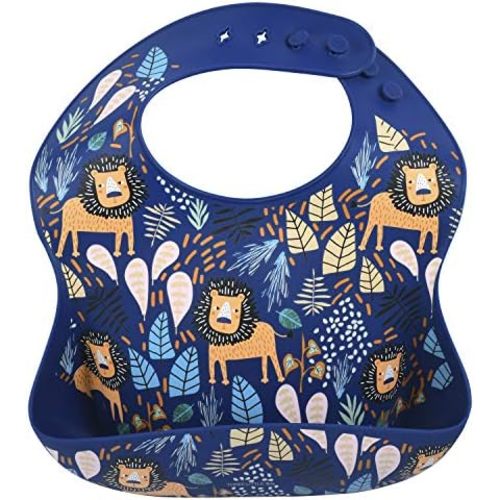 Three Little Tots Modern Silicone Baby Bib – Adjustable Fit Waterproof Catch Bibs (
