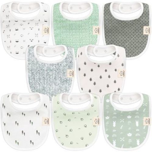 KeaBabies 8pk Organic Baby Bibs for Boy, Baby Drool Bib for Baby Boys and Girls, Newborn Teething Bibs (Wilderness)