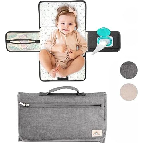 Portable Diaper Changing Pad for Baby - Waterproof Mat Travel Diaper Changing Station Baby Essentials Gifts for Baby Shower Newborn Girls and Boys Baby Stuff by WuBees
