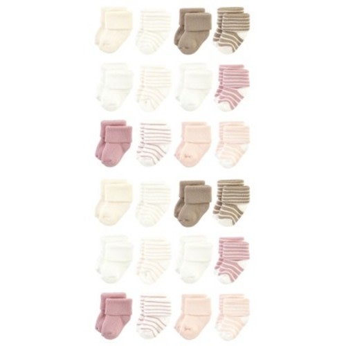 Hudson Baby Cotton Rich Baby Terry Socks 24-Pack, Color: Blush stripe, Size: 0-6 months