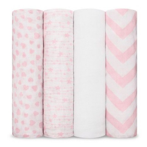 Muslin Swaddle Blankets Neutral Receiving Blanket for Boys and Girls by Comfy Cubs, Color: Pink