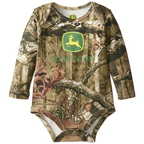 John Deere Baby Boys' Newborn Long Sleeve Trademark Bodyshirt Mossy Oak