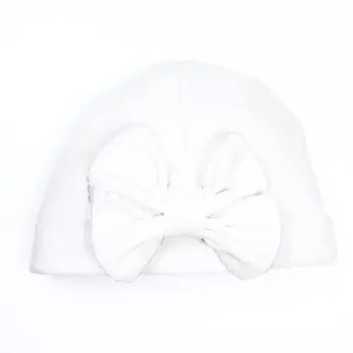 Essentials Solid Bow Hat - White