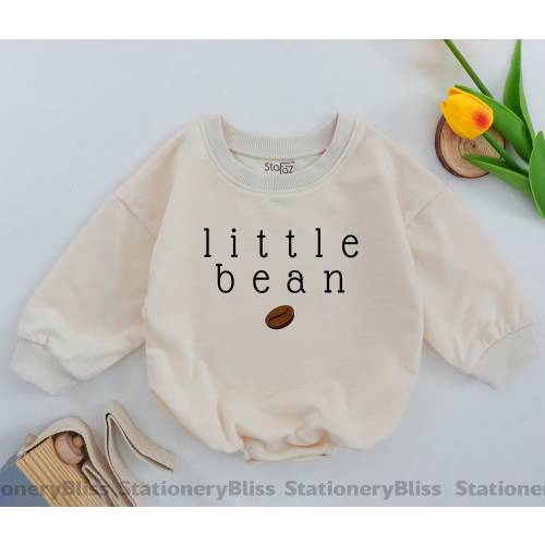 STAFAZ Little Bean Baby Romper Coffee Baby Outfit Newborn For Girls Unisex Baby Clothes Minimalist Baby One Piece Gender Neutral Baby Boy