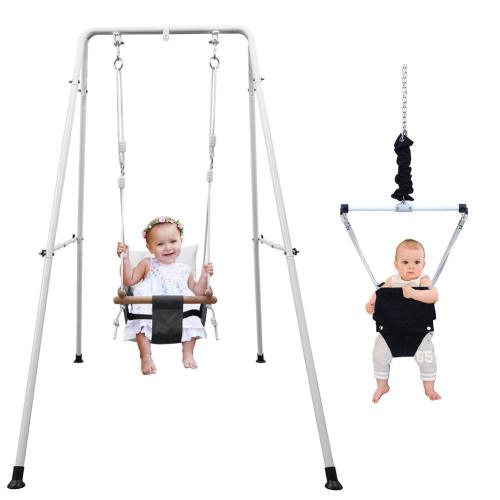 2 in 1 Outdoor Indoor Baby Jumper Toddler Swing Infant Swing Set with Stand Frame