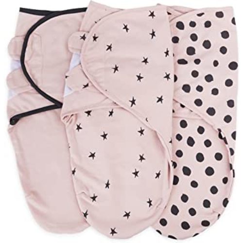 Ely's & Co. Adjustable Swaddle Blanket Infant Baby Wrap Set 3 Pack, for Baby Girl (Blush Pink, 0-3 Months)