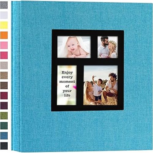 Baby Photo Album 4x6 600 Photos Linen Cover Large Capacity Picture Albums for Family Wedding Anniversary Baby Vacation (Blue)