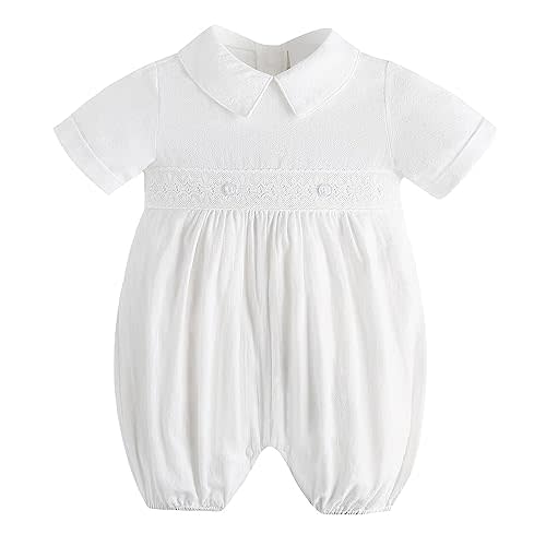 Booulfi Baptism Christening Outfits for Boys Easter White Romper Baby Romper Church Newborn Clothes