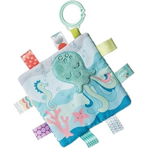 Taggies Crinkle Me Toy with Baby Paper & Squeaker, 6.5 X 6.5", Sleepy Seas Octopus