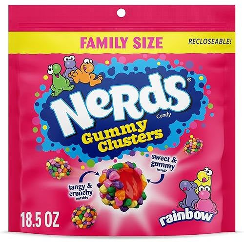 NERDS Gummy Clusters, Candy, Rainbow, Crunchy and Gummy, 18.5 oz