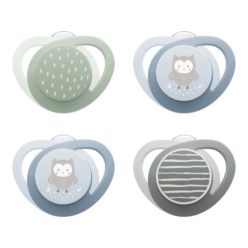 NUK Glow-in-The-Dark Orthodontic Pacifier with Heart-Shaped Shield, BPA-Free, fits 0-6 Months, 4-Pack