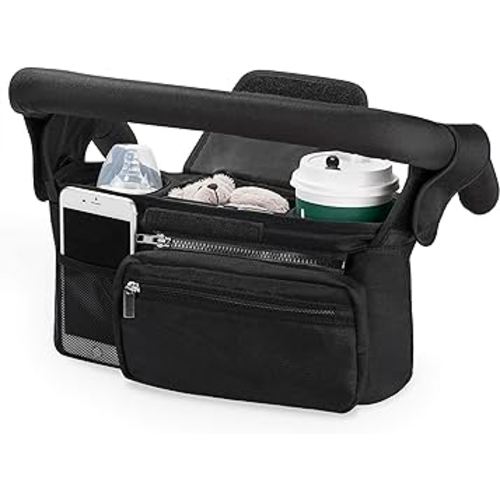 Remarkable Home Universal Stroller Organizer with XL Thermal Insulated Cup Holders, Stroller Bag, Stroller Caddy, Stroller Accessories - Fits Uppababy, Nuna, Doona, Bugaboo, Babyzen, Pet Strollers