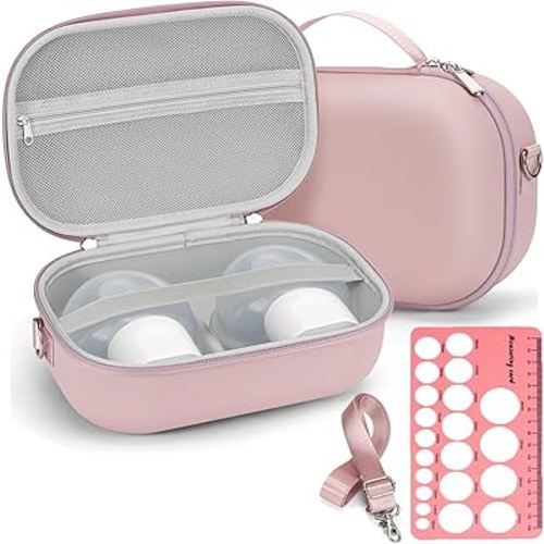 Wearable Breast Pump Bag for Hands-Free Breast Pumps, Hard Breast Pump Case for Momcozy/Willow/eufy/Security/Medela and More, Storage Bag for Pumping Travel Bag/Diaper Bag/Handbag (Pink)