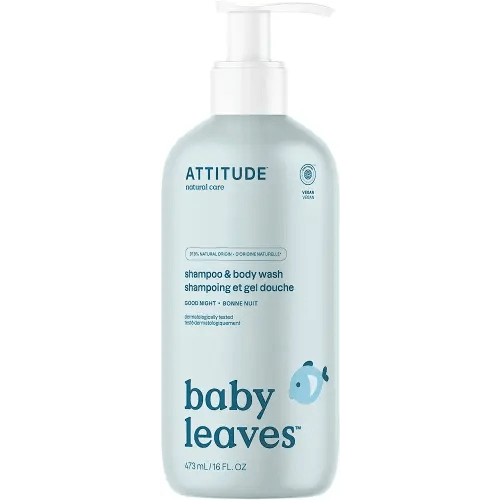 ATTITUDE 2-in-1 Shampoo and Body Wash for Baby, EWG Verified, Dermatologically Tested, Vegan, Good Night, 16 Fl Oz