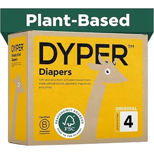 DYPER Baby Diapers Size 4 | Honest Ingredients | Cloth Alternative | Day & Overnight | Made with Plant-Based* Materials | Hypoallergenic for Sensitive Skin, Unscented