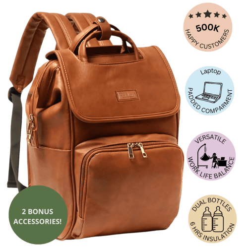 La Madison - Elegant Vegan Leather Diaper Bag Backpack