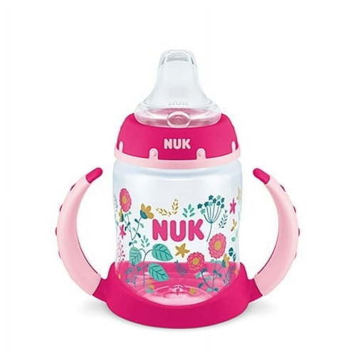 NUK Learner Cup, 5 oz Soft Spout Sippy Cup, 1 Pack, 6+ Months, Pink, Girl