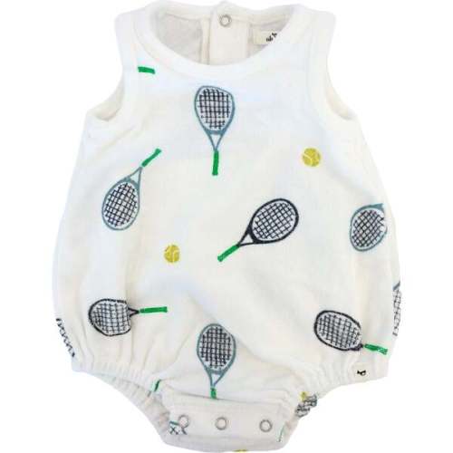 Tennis Print Terry Bubble, Snow