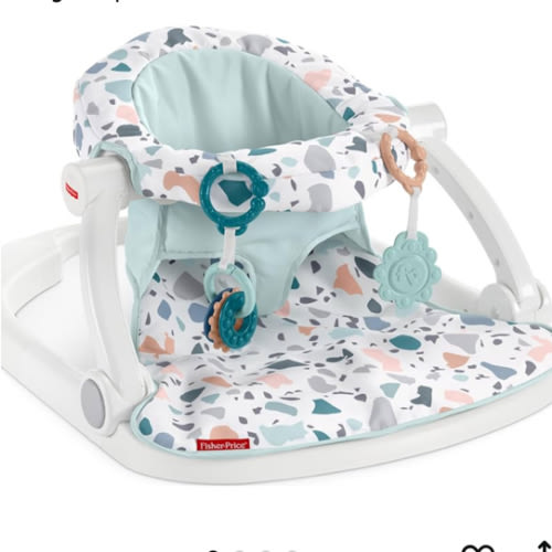 Fisher-Price Portable Baby Chair Sit-Me-Up Floor Seat With Developmental Toys & Machine Washable Seat Pad, Pacific Pebble