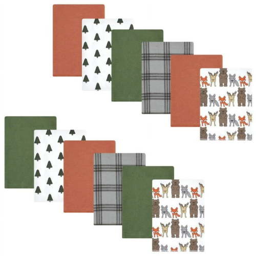 Hudson Baby Infant Boy Cotton Flannel Burp Cloths Bundle, Wild Forest, One Size