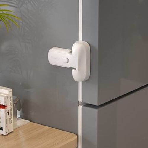 EUDEMON 1 Pack Updated Child Proof Refrigerator/Fridge/Freezer Door Lock Apply to Max 1"(25mm) Sealing Strip for toddlers and kids, no Tools Need or Drill (White)