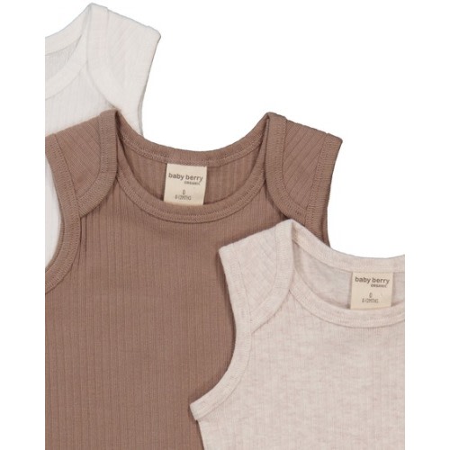 Multi Colour Baby 3 Pack Sleeveless Organic Cotton Bodysuit | Best&Less™ Online