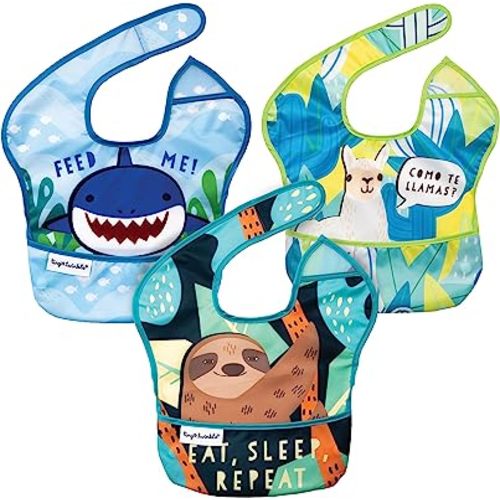 Tiny Twinkle Mess-Proof Baby Bib - Waterproof Bib for Baby Boy or Girl - PFAS, PVC, BPA, Phthalate Free - Baby Food Bibs