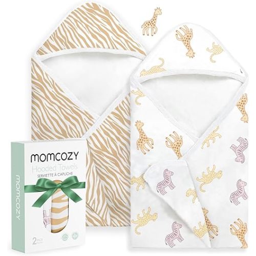 Momcozy Baby Towel with Hooded - Ultra Soft & Absorbent Large Bath Towel Set for Comfort & Gentle on Baby's Skin - Shower Gift & Bath Essential & Baby Registry Search for Newborn,Infant,Toddler,Kids