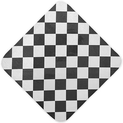 Pigsaly Black White Buffalo Check Plaid Hooded Baby Towel Checkerboard Baby Bath Towel Unisex Soft Organic Cotton Washcloths Toddlers Shower Gifts for Boys Girls Newborn 35 x 35 in