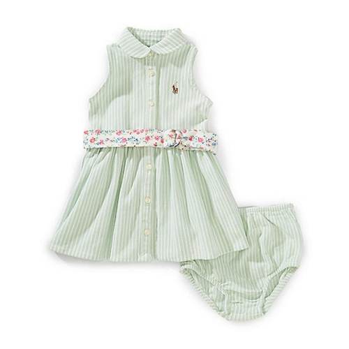 Ralph Lauren Baby Girls 3-24 Months Sleeveless Striped Knit Oxford Shirtdress | Dillard's