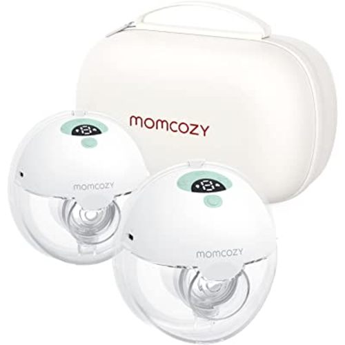Momcozy Breast Pump Hands Free M5, Wearable Breast Pump of Baby Mouth Double-Sealed Flange with 3 Modes & 9 Levels, Electric Breast Pump Portable - 24mm, 2 Pack Mint