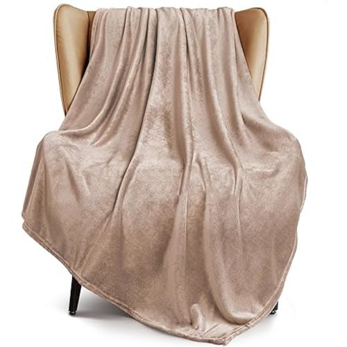 Exclusivo Mezcla Extra Large Fleece Throw Blanket for Couch, Sofa, 300GSM Super Soft and Warm Blankets, Camel Throw All Season Use, Cozy, Plush, Lightweight, 50x70 Inches