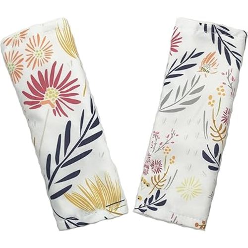 Baby Car Seat Neck Cover, Car Seat Strap Cover, Seat Belt Cushions Pads, Shoulder Strap Protectors, Reversible Pram Harness Covers in Minky Floral, Baby Neck Pad Protector