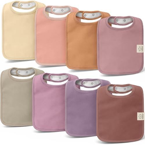 KeaBabies 8-Pack Organic Baby Bibs for Boys, Girls - Super Absorbent Cotton Drool Bibs for Baby Girl & Boy, Teething Toddler, Drooling Newborn, Ultra Soft & Machine Washable (Mauve)