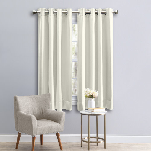 Ricardo Trading Ultimate Black Out Grommet Window Panel Curtain w/Wand - Ivory, 56"W X 36"L