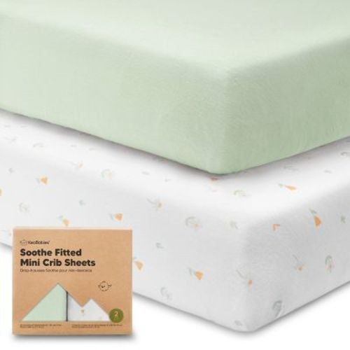 Keababies Mini Crib Sheets For Baby Girls, Boys, 2-pack Soothe Pack And Play Sheets Fitted, Organic Pack N Play Mattress Sheet (nibbles/bruce)