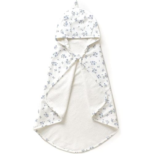 MakeMake Organics Organic Cotton Hooded Towel Baby Toddler GOTS Certified Organic Cotton Beach Poncho Towel Large Absorbent Non Toxic Neutral (Mini Roses, 35"x35")