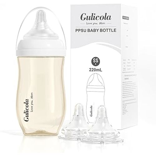 Newborn Breastfeeding Baby Bottle with Extra Slow Flow Nipples, 0 Months+, Anti Colic, BPA Free PPSU, 7 oz - Clear