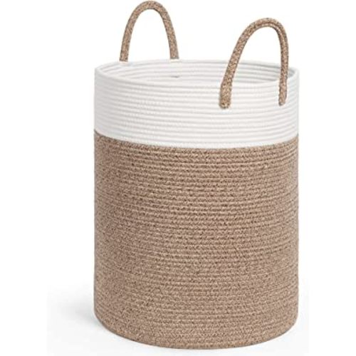 INDRESSME Baby Laundry Basket, Laundry Hamper for Nursery, Collapsible Laundry Baskets with Handles, Tall Woven Basket for Toys Blankets, Boho Decorative Basket for Living Room, 15 x 20 inches