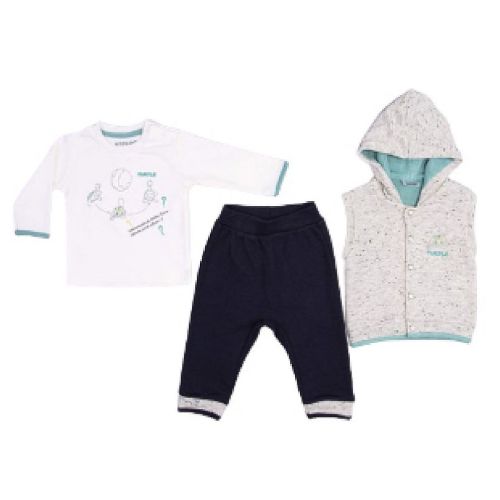 Newborn, Infant & Toddler Animal Theme (turtle) 3-piece Hoodie Jacket Set For Little Boys & Girls