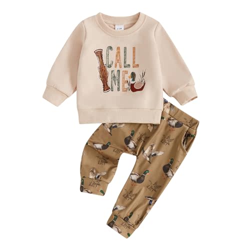 Toddler Boy Boy Hunting Outfit Mallard Duck Sweatshirt Top Jogger Pants Set 2Pcs Fall Winter Duck Hunting Clothes