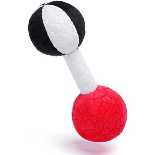 Jollybaby Soft Plush Stuffed Baby Dumbbell Rattle Toys for 0-3-6 Months Newborn, High Contrast Black and White Sensory Rattles Weights Toys for Infant Baby 0-3 Months, Funny Baby Boy Girl Shower Gift