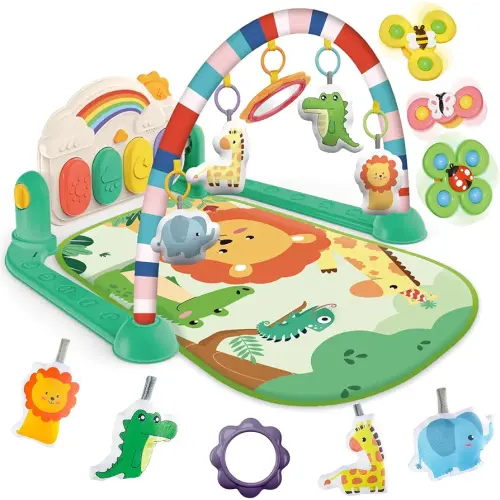 Baby Gyms Play Mats, Tummy Time Mat Toys, Infant Play Mat and Activity Gym, Baby Play Piano Gym Mat, Play Mats for Babies Newborns and Toddlers, Baby Activity Mat Toys 0-3-6-12 Months (Green)